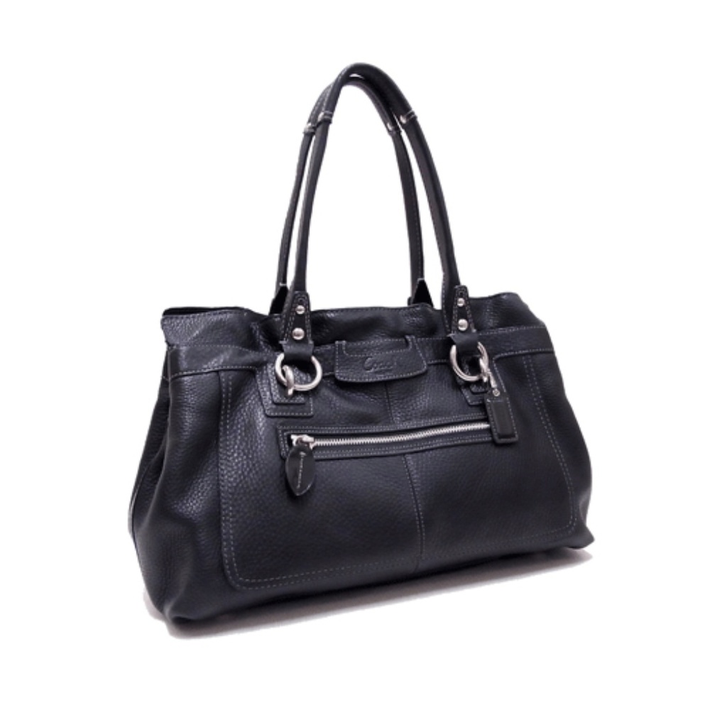 Coach Penelope Black Pebbled Leather Shoulder Bag